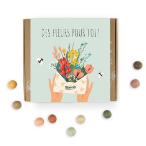Coffret Cadeau - Des fleurs pour toi - 9 bombes à graines - BIO